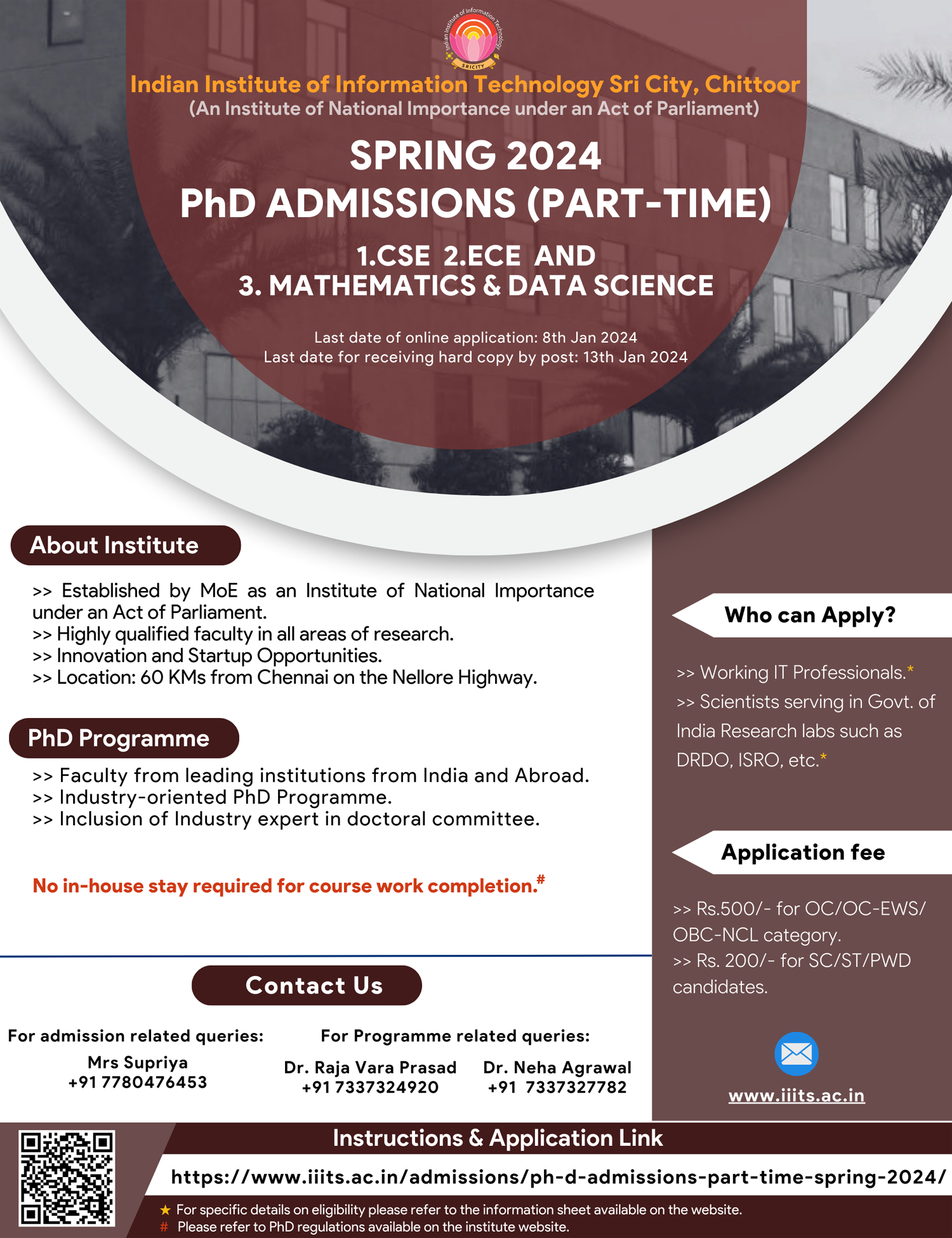 part time phd admission in india